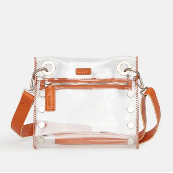 Hammitt Handbags - Hammitt Tony Small Clear Crossbody Candlelight Orange Leather Brushed Silver